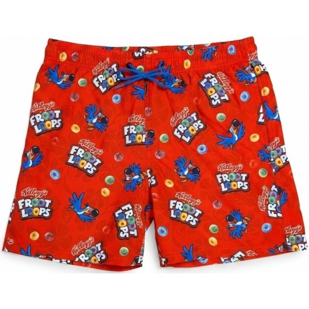 Kellogg's Froot Loops Men's XL Red Lined Swim Trunks Toucan Sam Cereal